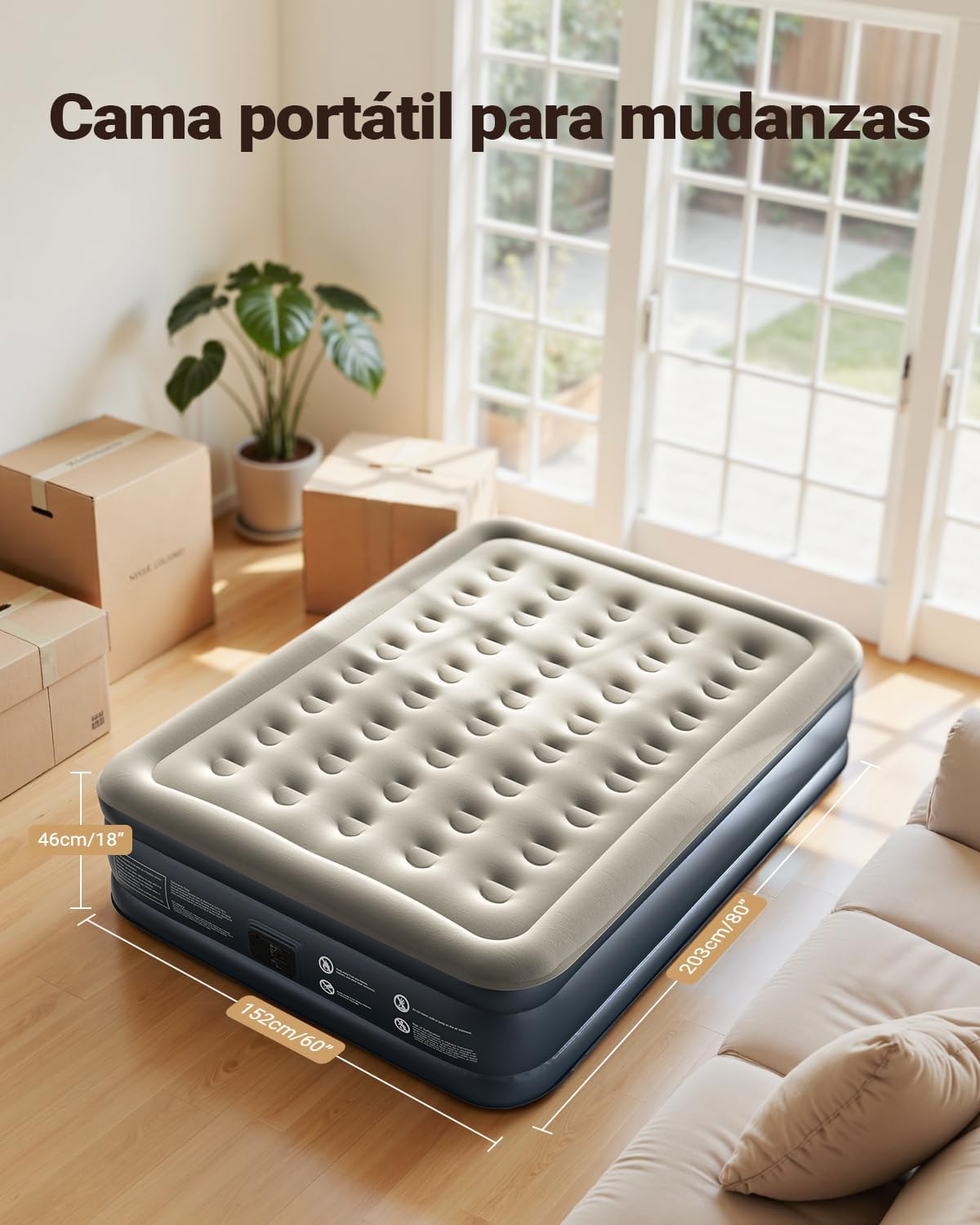 Colchón Hinchable Premium iDOO - Diseño Ergonómico y Soporte Superior