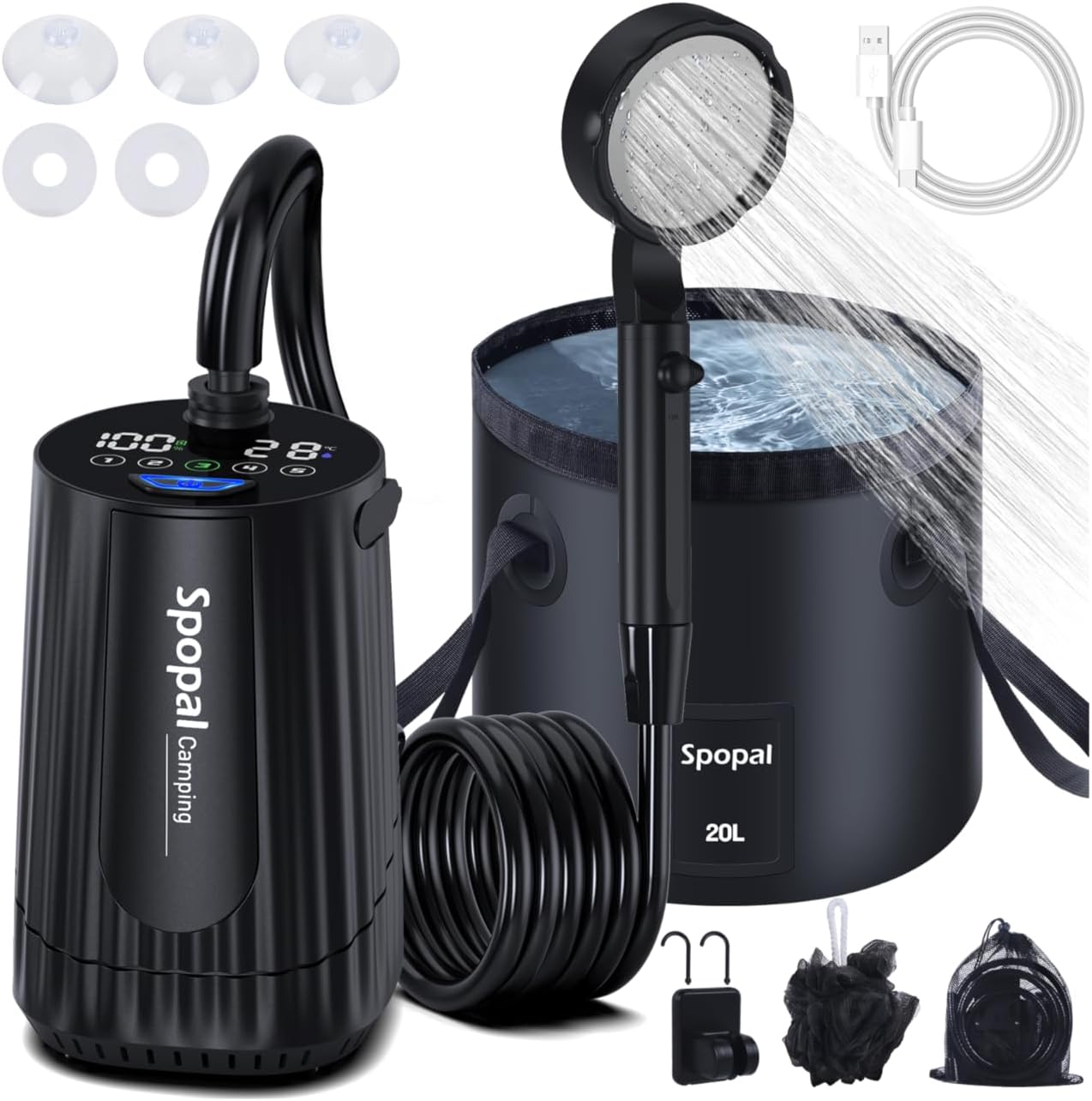 Ducha Portátil Premium 10000mAh - Kit de Aventura Completo y Plegable